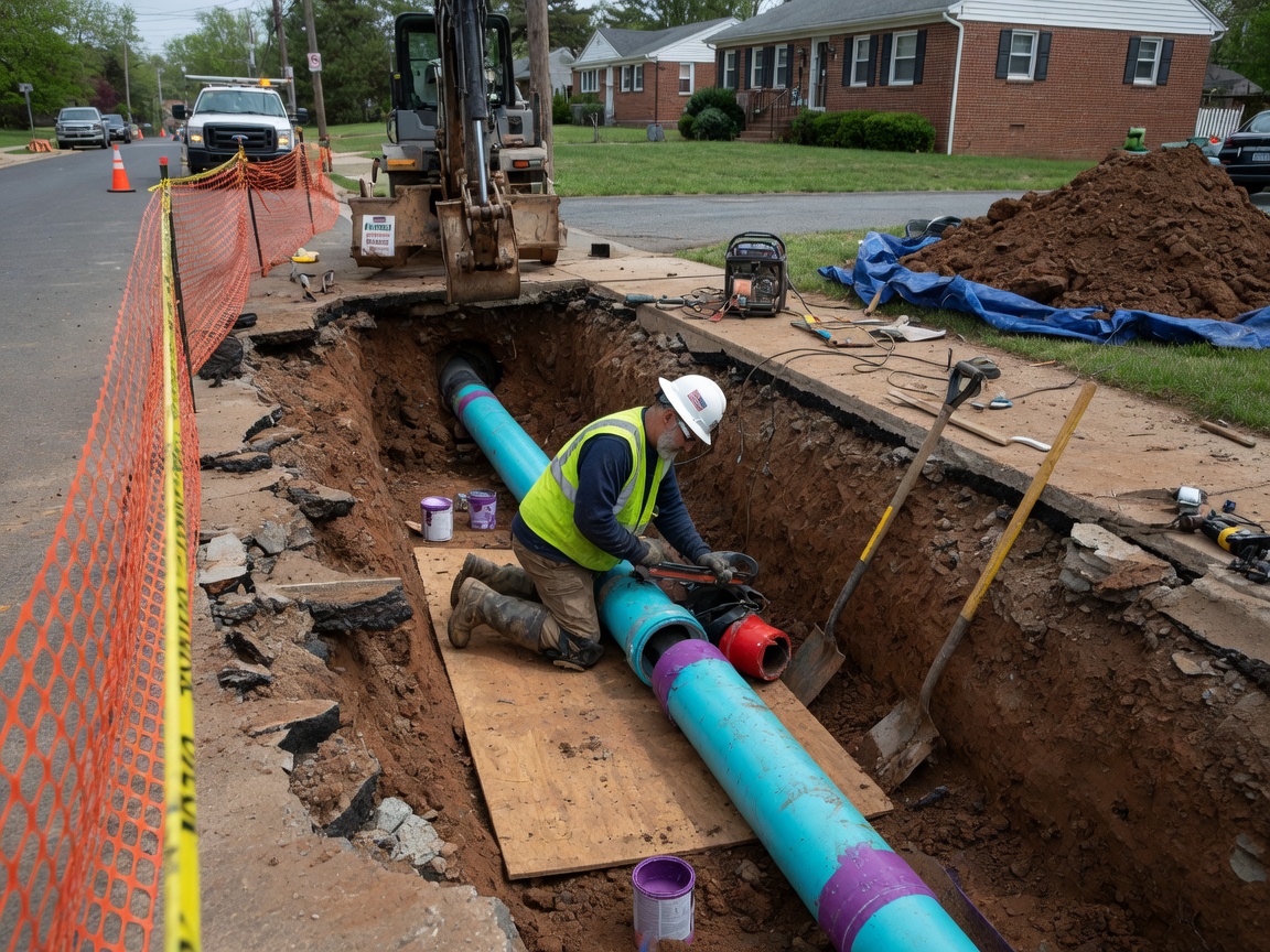 Underground Water Line Replacement in Manassas, VA