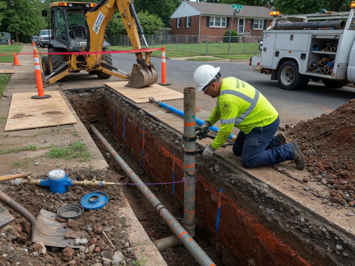 Water Line Repair in Historic Downtown Manassas, VA 20110